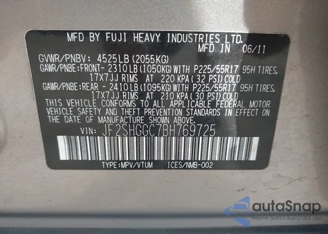 2011 Subaru Forester 2.5Xt Touring from USA, damaged, VIN JF2SHGGC7BH769725